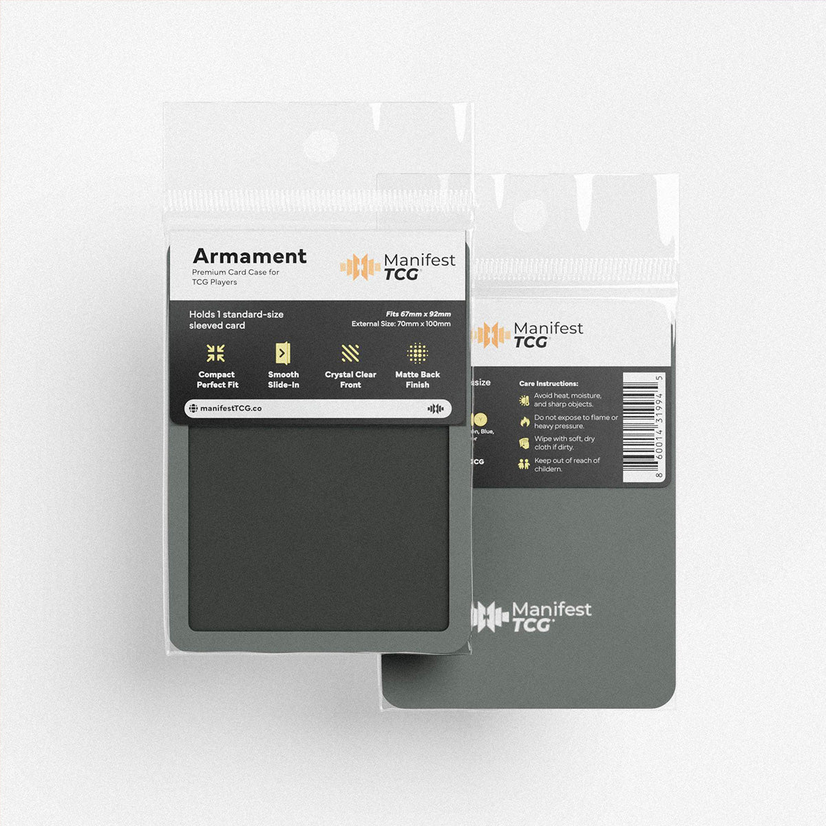 Black Armament Case single card holder by Manifest TCG for TCG players.