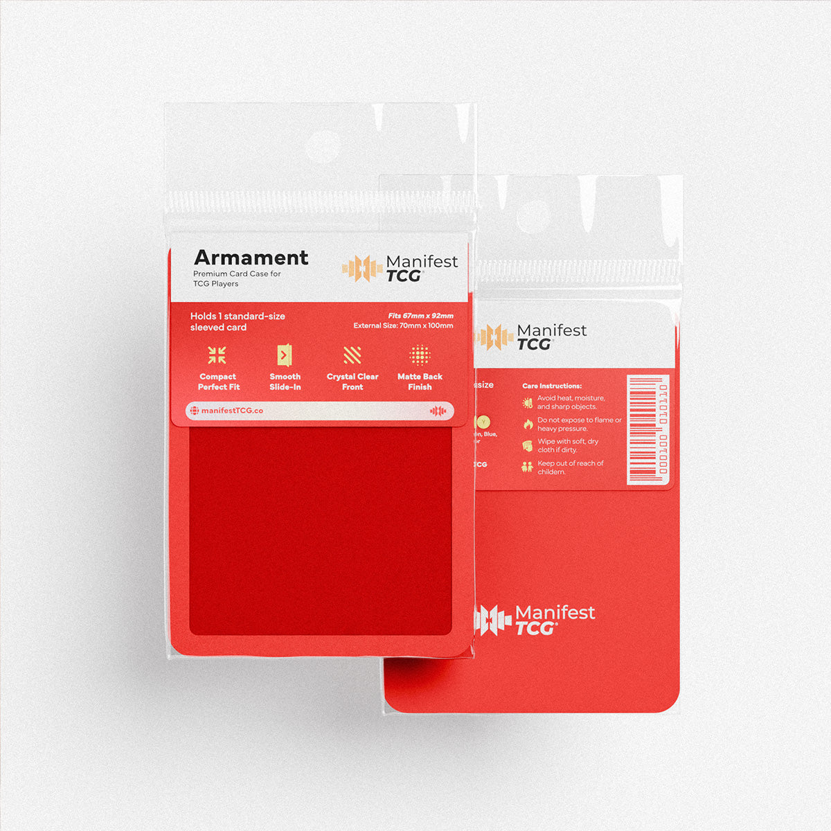 Red Armament Case single card holder by Manifest TCG for TCG players.