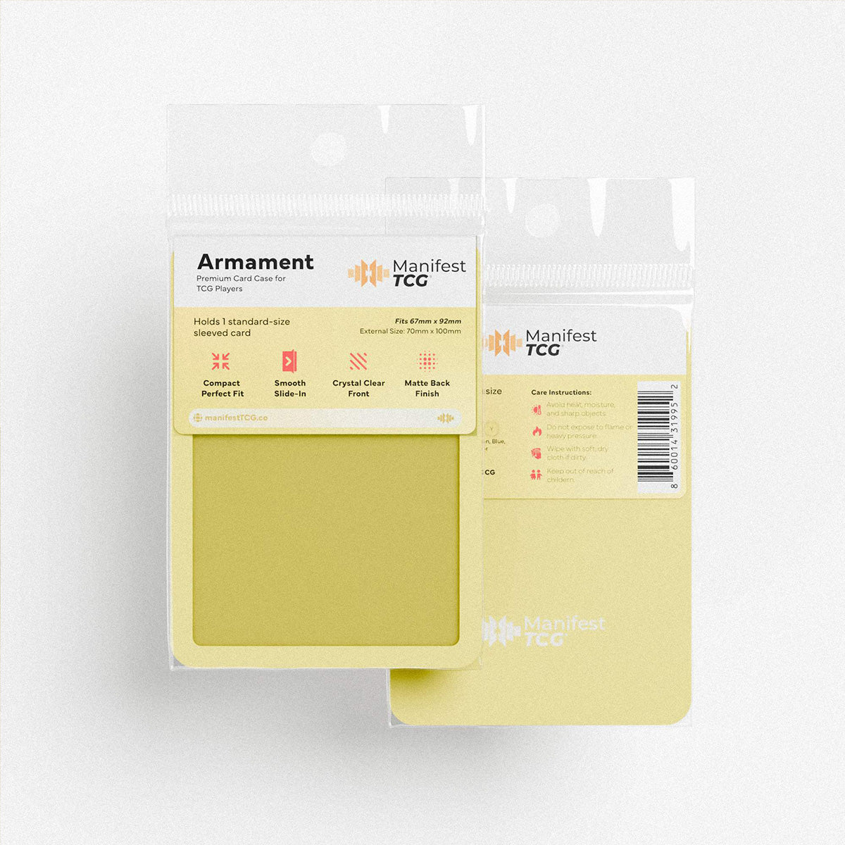 Yellow Armament Case single card holder by Manifest TCG for TCG players.